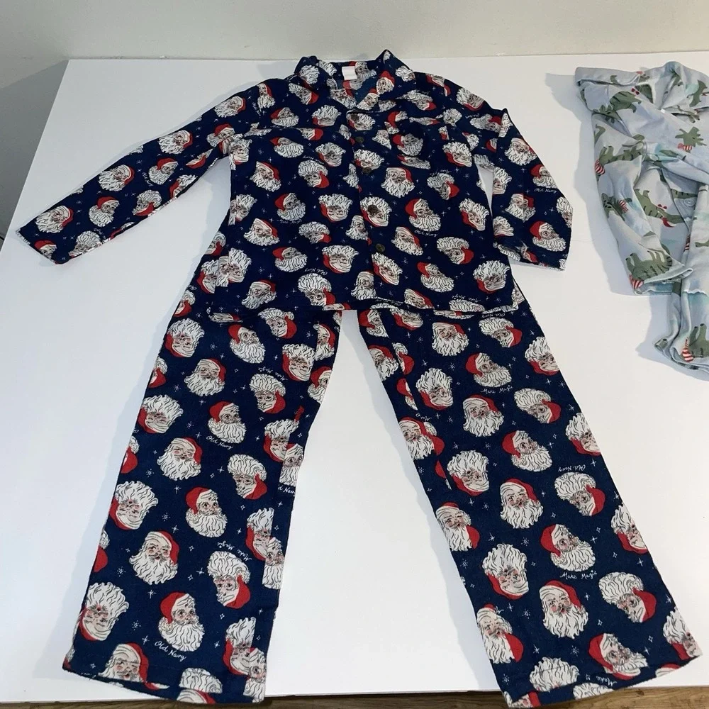 2 Boys‎ Kids Christmas Long Sleeve Pajamas Navy Blue Santa Dinosaurs 5 6 5t 6t